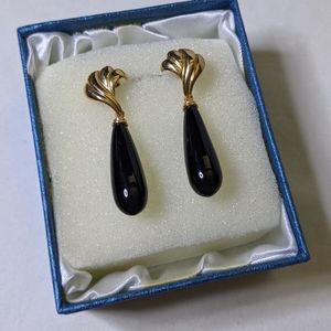 Black and gold droplet earrings